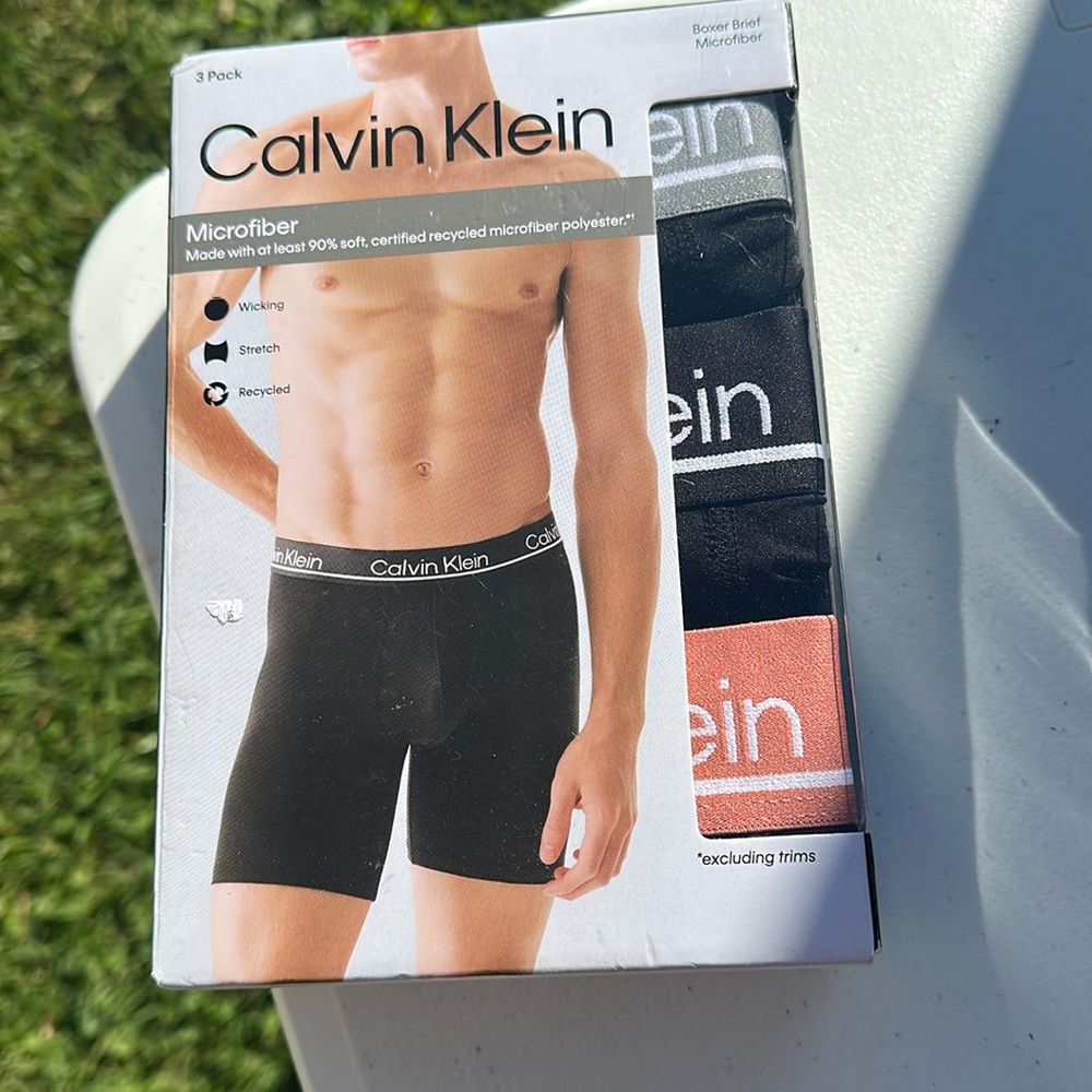 Calvin Klein 3-Pk Microfiber Black Boxer Briefs LG NWT
